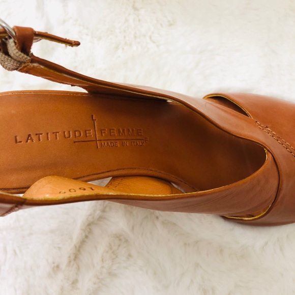 ✨Latitude Femme Cognac Soft Leather Sandal Heels - Picture 4 of 8